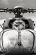 black and white military helicopter cockpit closeup