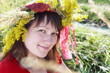 Smiling Young Woman over Field Portrait