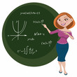 Vector: Joven maestra escribiendo en la pizarra Joven maestra escribiendo en la pizarra