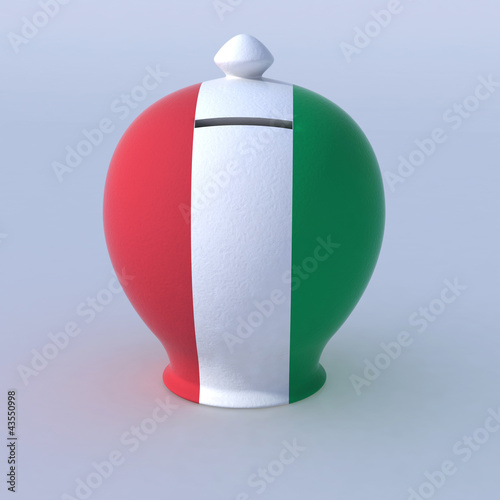 Illustration: money box with italian flag money box with italian flag