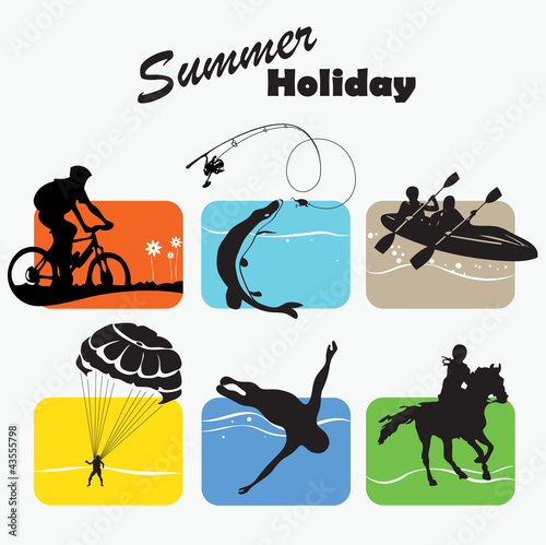 Vector: Active rest, summer holiday, set icon, vector illustration Active rest, summer holiday, set icon, vector illustration