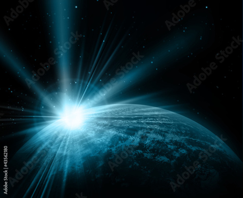 Illustration: Earth with Rising Sun Earth with Rising Sun