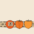 persimmon seamless pattern Asian Traditional Painting