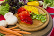 Sliced pepper and vegetables