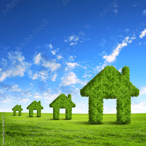Illustration: Green grass house symbol Green grass house symbol