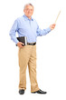 Male teacher holding a wand and book