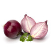 Red sliced onion and fresh parsley still life