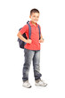 Photo: Full length portrait of a school boy with backpack Full length portrait of a school boy with backpack