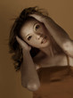 Studio shot of a lady in spaghetti straps dress