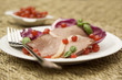 A ham meal on a plate