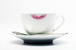 Lipstick stain on a white cup