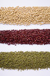 Soya beans, red beans and green beans