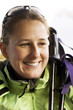 Close up of woman in winter clothing