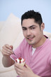 Man enjoying his dessert