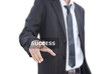 Businessman pushing Business word on the whiteboard.