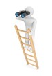 3D man looks in binoculars. Observer