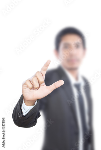Photo: Businessman Touching on the whiteboard. Businessman Touching on the whiteboard.