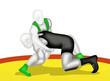 Wrestling : Two Wrestlers Wrestling in Action
