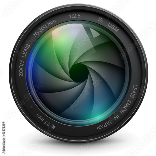 Vector: Camera photo lens with shutter. Camera photo lens with shutter.