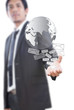 Businessman Holding Mail and Globe.
