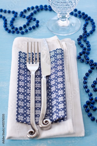 Photo: Christmas table setting Christmas table setting