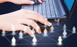 Business hand click mouse for social network.