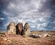 Lightning strikes big stones