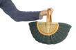 Photo: green empty basket and man hand green empty basket and man hand