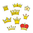 Hand drawn crowns. Vector illustration