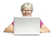 Senior using laptop