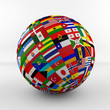 Illustration: Flag Globe with different country flags Flag Globe with different country flags
