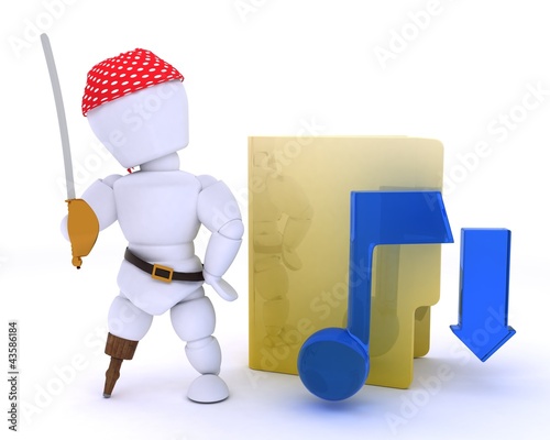 Illustration: pirate depicting illegal music download pirate depicting illegal music download