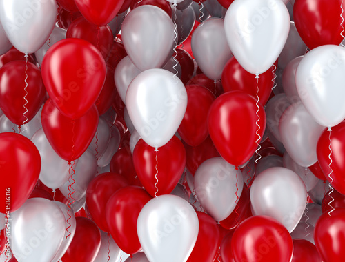 Illustration: Red and white balloons background Red and white balloons background
