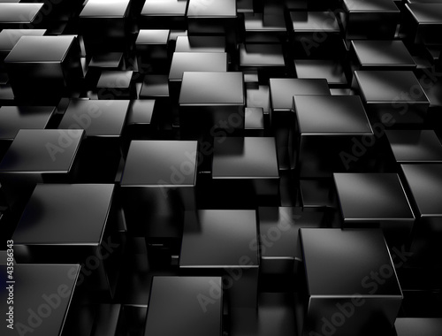 Ilustração: Black metallic 3d cubes background Black metallic 3d cubes background