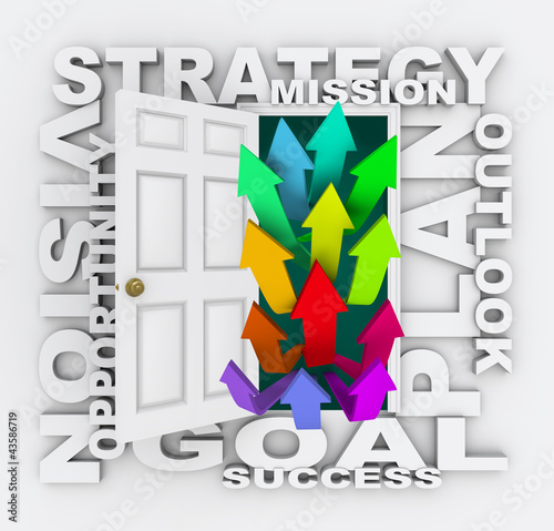 Illustration: Strategy Door Opening to Future Success Plan Mission Strategy Door Opening to Future Success Plan Mission