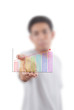 Businessman holding Finance graph.