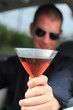 Man In Truck Holding Alcohol Selective Focus
