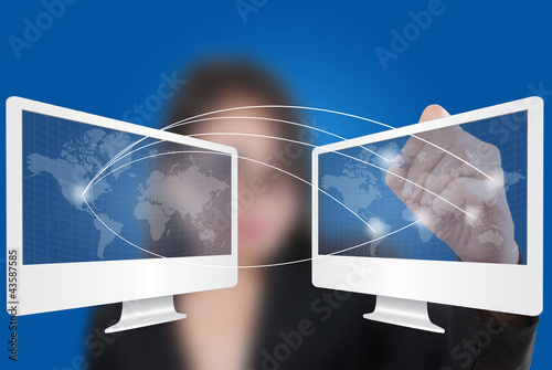 Photo: business lady writing social network business lady writing social network