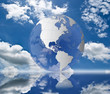 Globe on the blue sky.