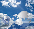 Illustration: Globe on the blue sky. Globe on the blue sky.