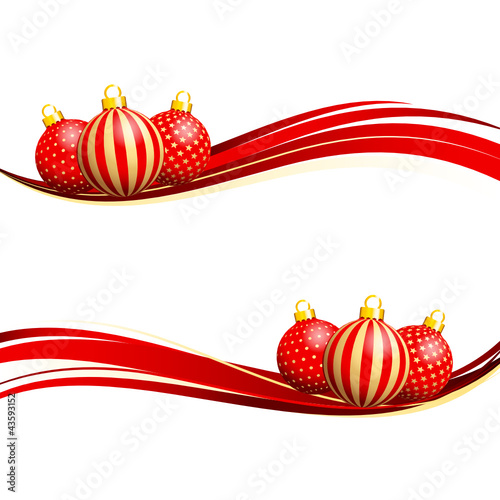 Vektor: Banner Christmas Balls Red/Gold Pattern Banner Christmas Balls Red/Gold Pattern