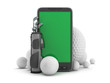 Illustration: Golf equipment and mobile phone Golf equipment and mobile phone