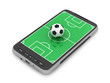 Illustration: Football - soccer ball and mobile phone on white background Football - soccer ball and mobile phone on white background