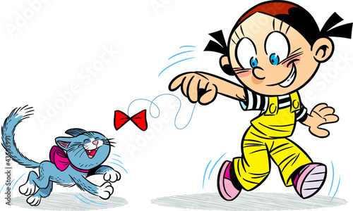 Vektor: Girl with a cat Girl with a cat