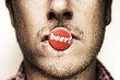 Photo: Face Of A Man With Beer Badge Face Of A Man With Beer Badge