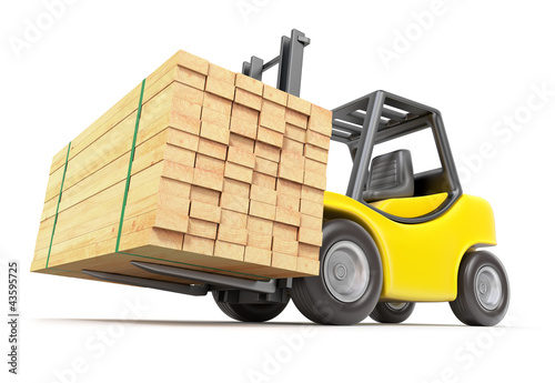Ilustración: Forklift with stacked lumber Forklift with stacked lumber