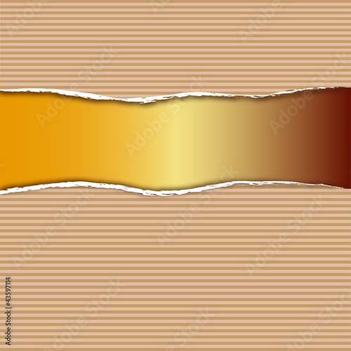 Vektor: wellpappe mit riss - gold wellpappe mit riss - gold