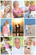 Happy Retired Senior Couple Montage Romantic Vacation
