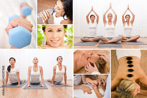 Photo: Healthy Lifestyle Montage Beautiful Women at Spa Healthy Lifestyle Montage Beautiful Women at Spa