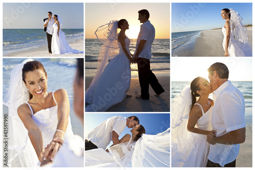 Photo: Bride & Groom Married Couple Sunset Beach Wedding Bride & Groom Married Couple Sunset Beach Wedding